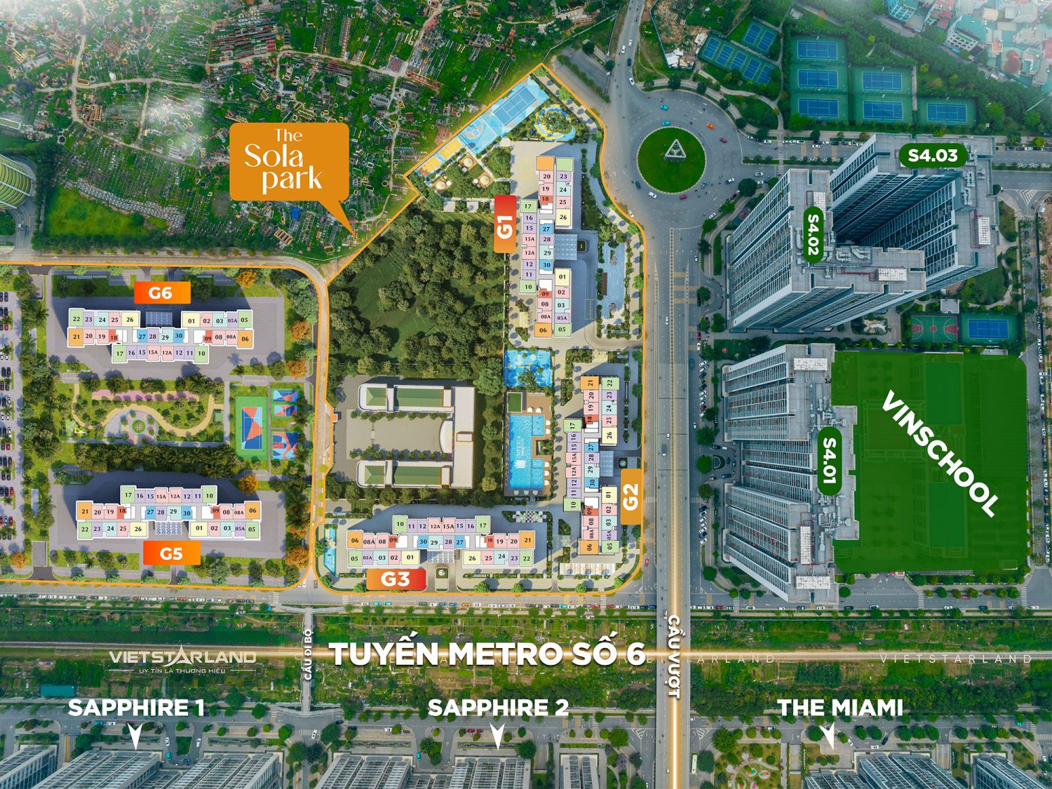 Mặt bằng tổng thể The Sola Park Imperia Smart City